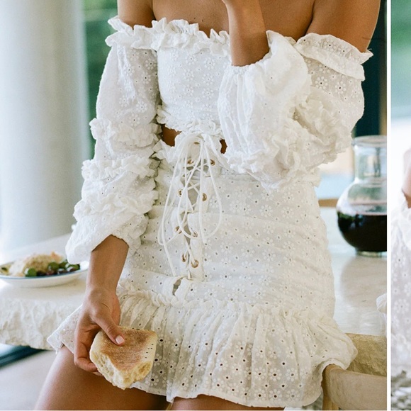 Sabo Skirt Dresses & Skirts - Sabo Skirt Ruffle Embroidered Dress NWT White Size XS